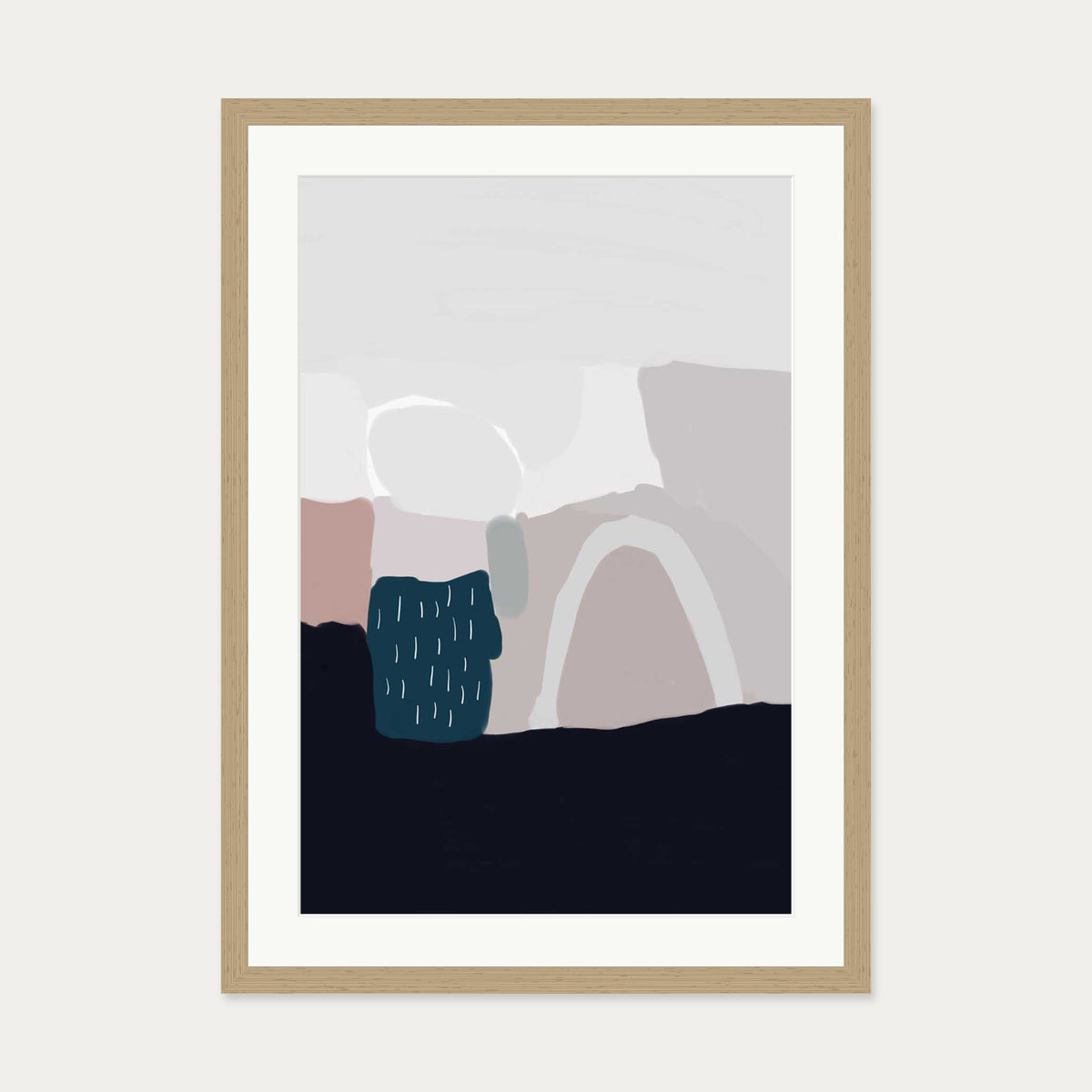 Natural Tones Abstract Art Print — 50 x 70 cm — Oak Frame