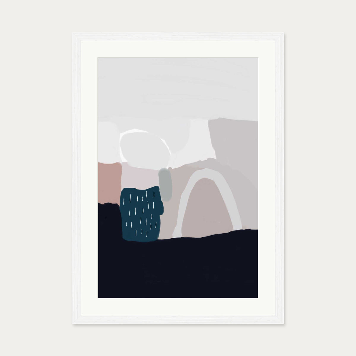Natural Tones Abstract Art Print — 50 x 70 cm — White Frame