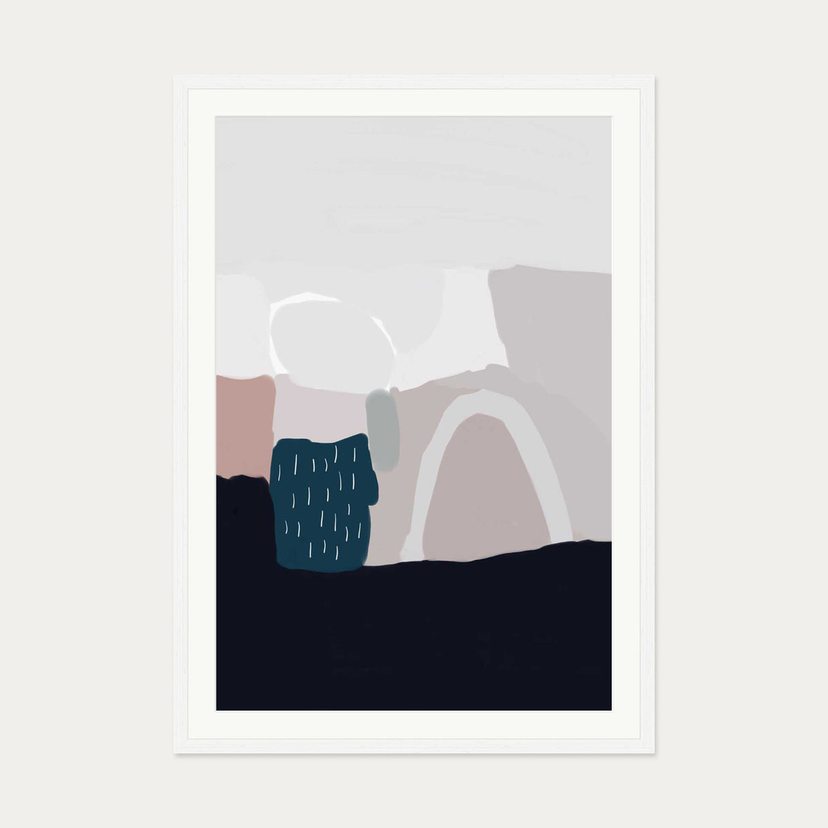 Natural Tones Abstract Art Print — 70 x 100 cm — White Frame
