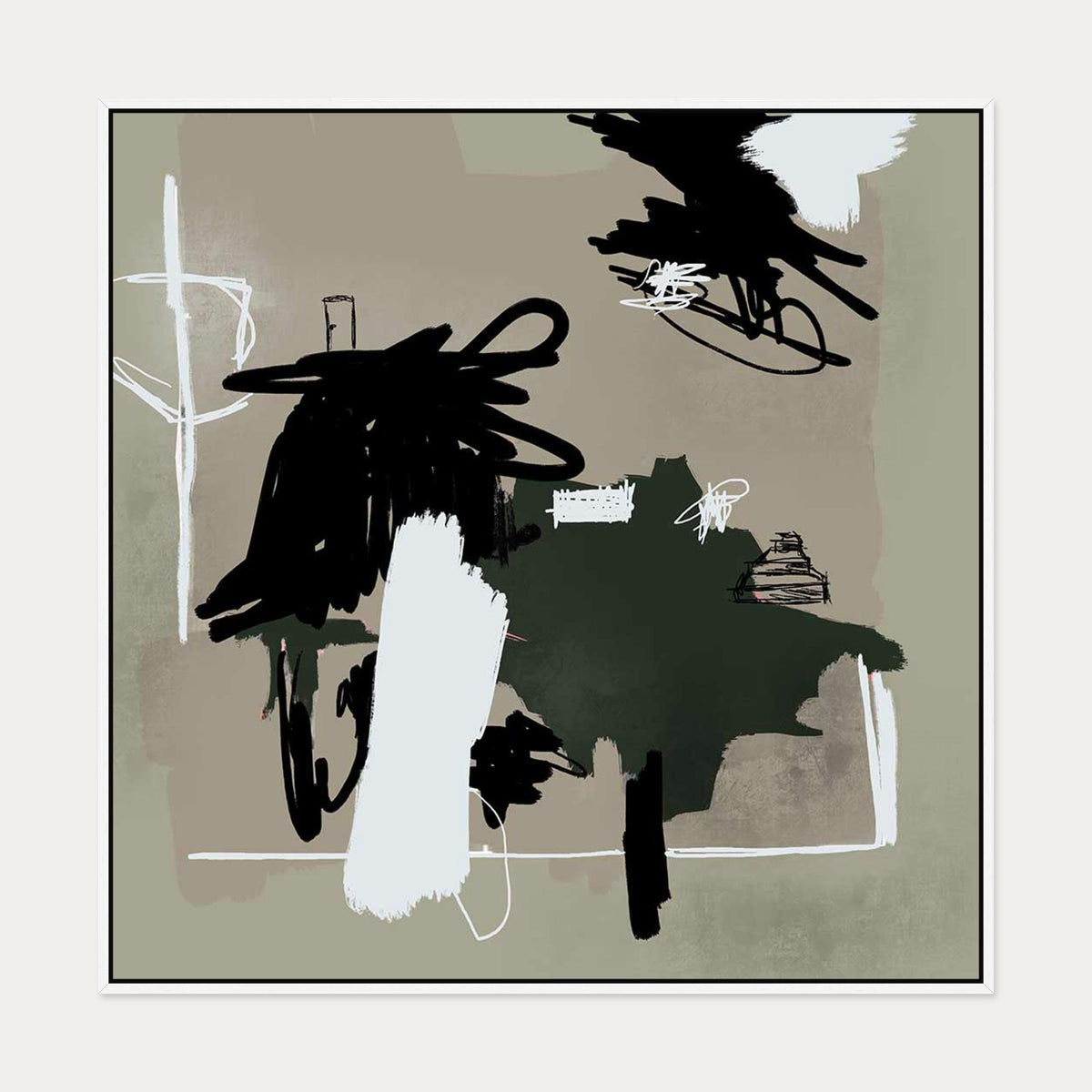 Nature Study Canvas Art — 100 x 100 cm — White Frame