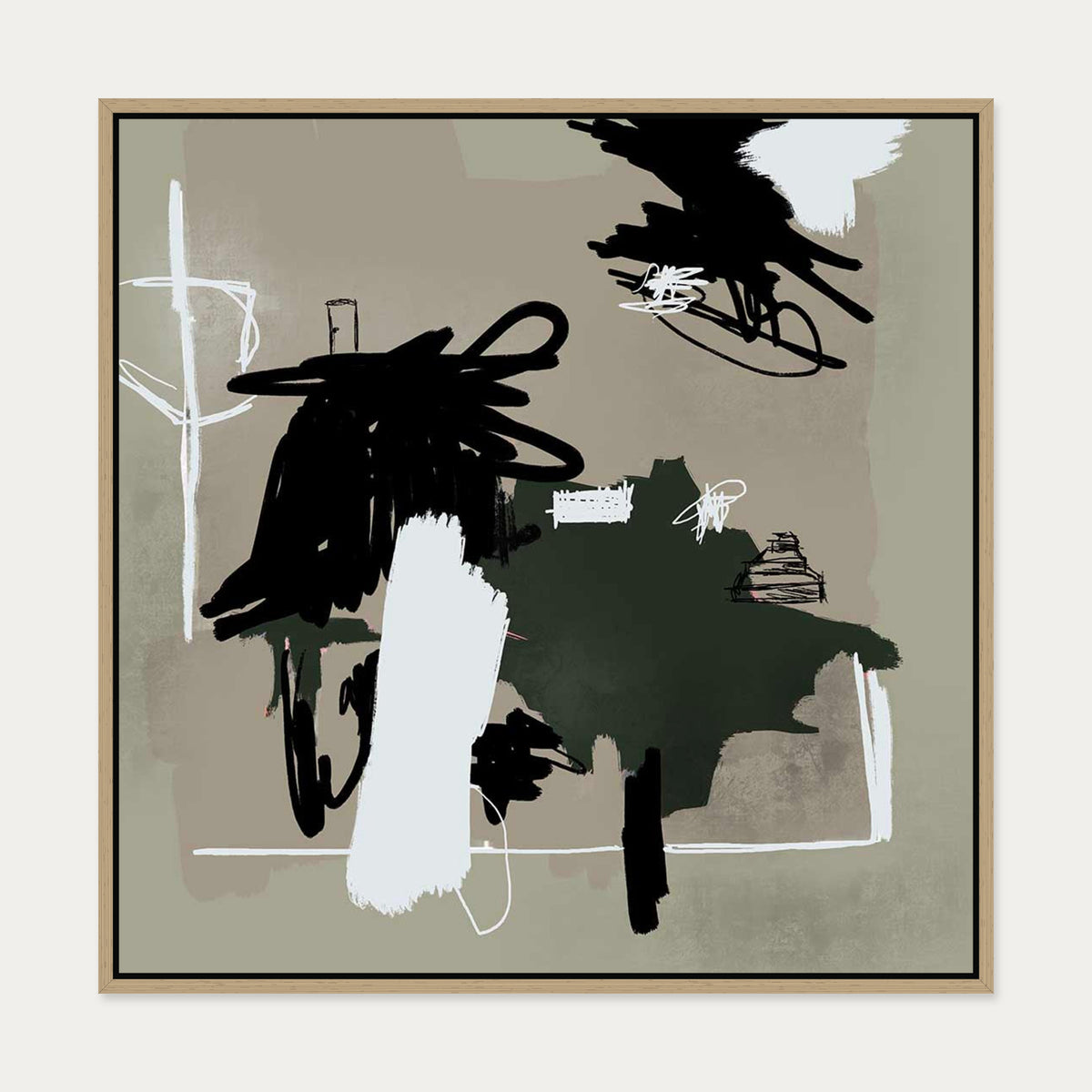Nature Study Canvas Art — 70 x 70 cm — Oak Frame