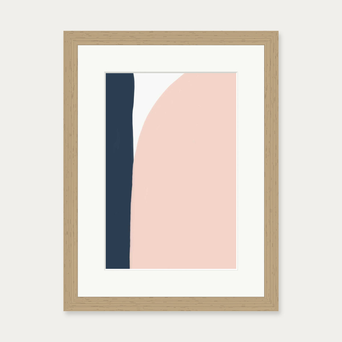 Navy And Pink Art Print — 30 x 40 cm — Oak Frame