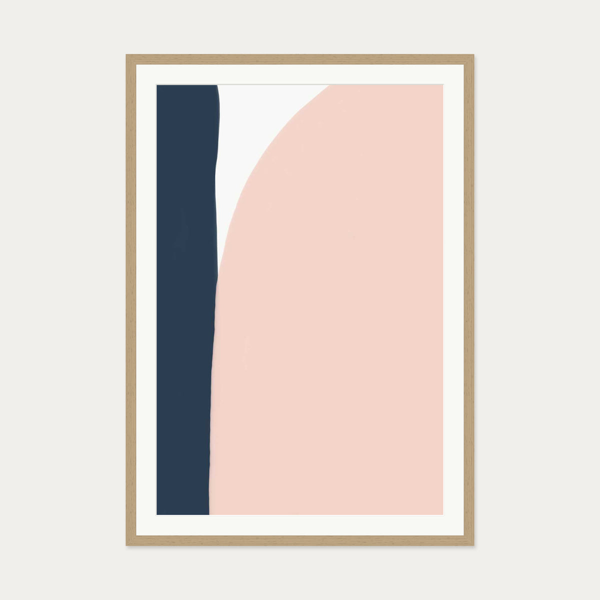 Navy And Pink Art Print — 70 x 100 cm — Oak Frame