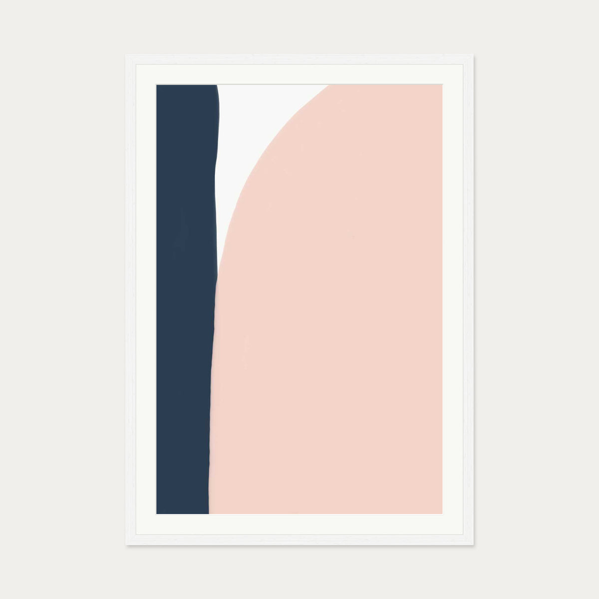 Navy And Pink Art Print — 70 x 100 cm — White Frame