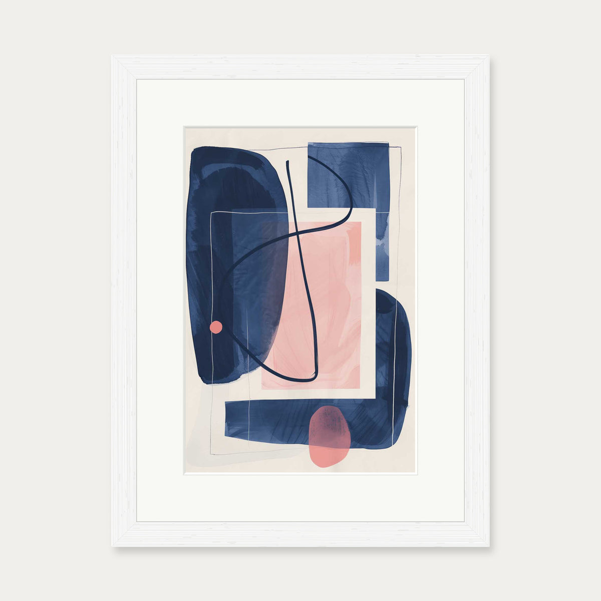 Navy And Pink Wall Art Print — 30 x 40 cm — White Frame