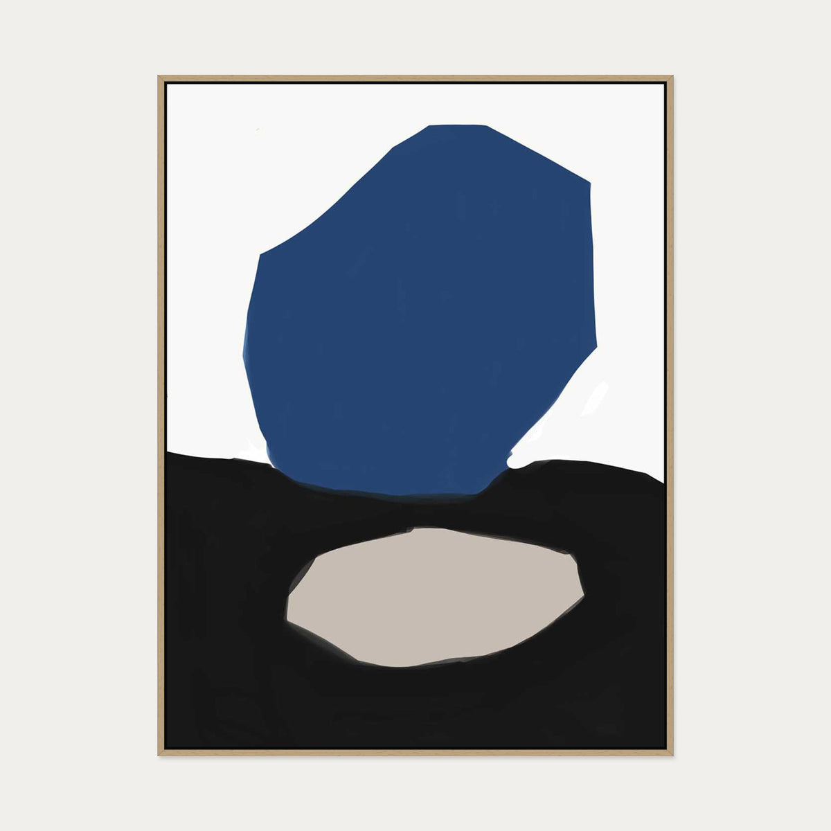 Navy & Black Design Canvas Art — 90 x 120 cm — Oak Frame