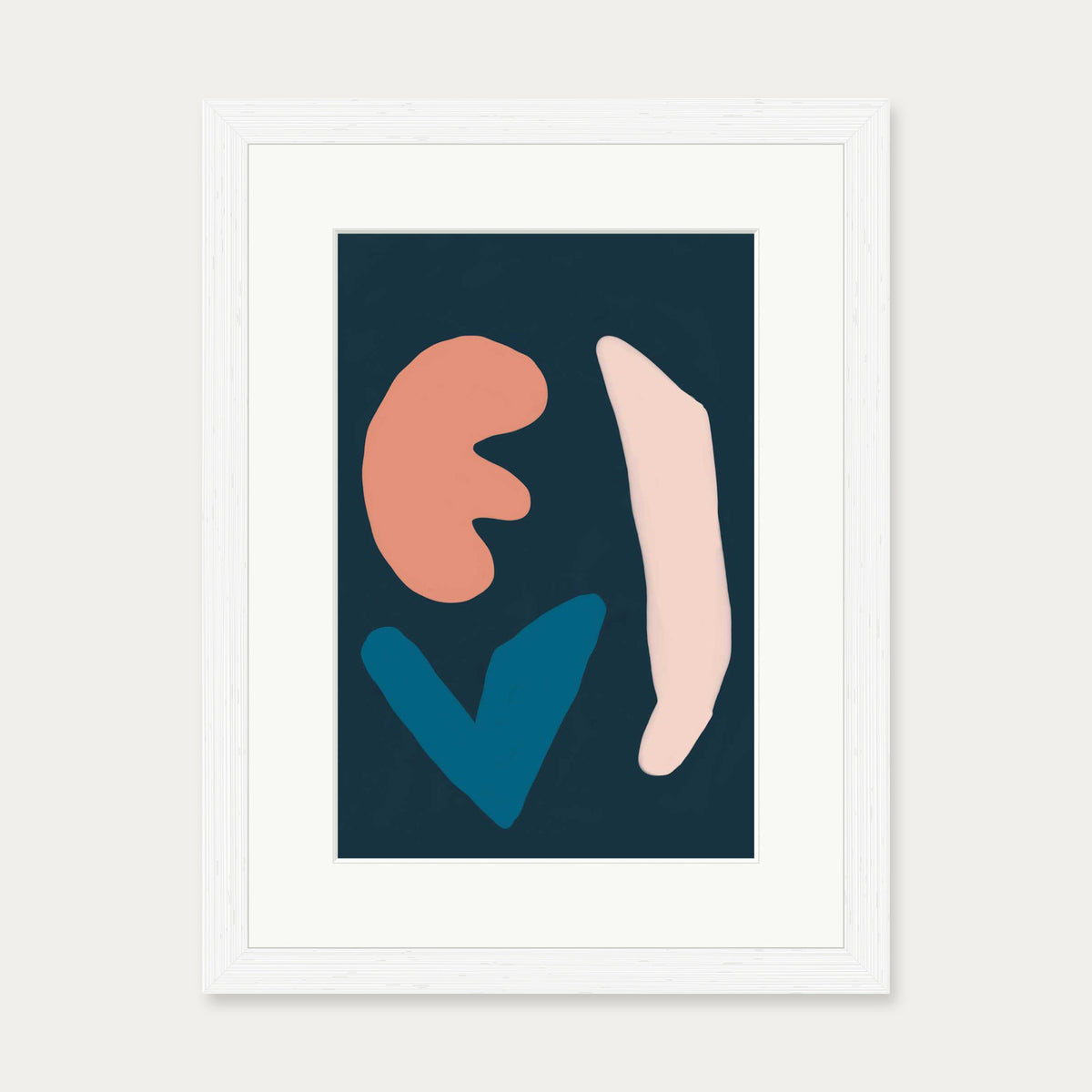 Navy Brush Strokes Art Print — 30 x 40 cm — White Frame