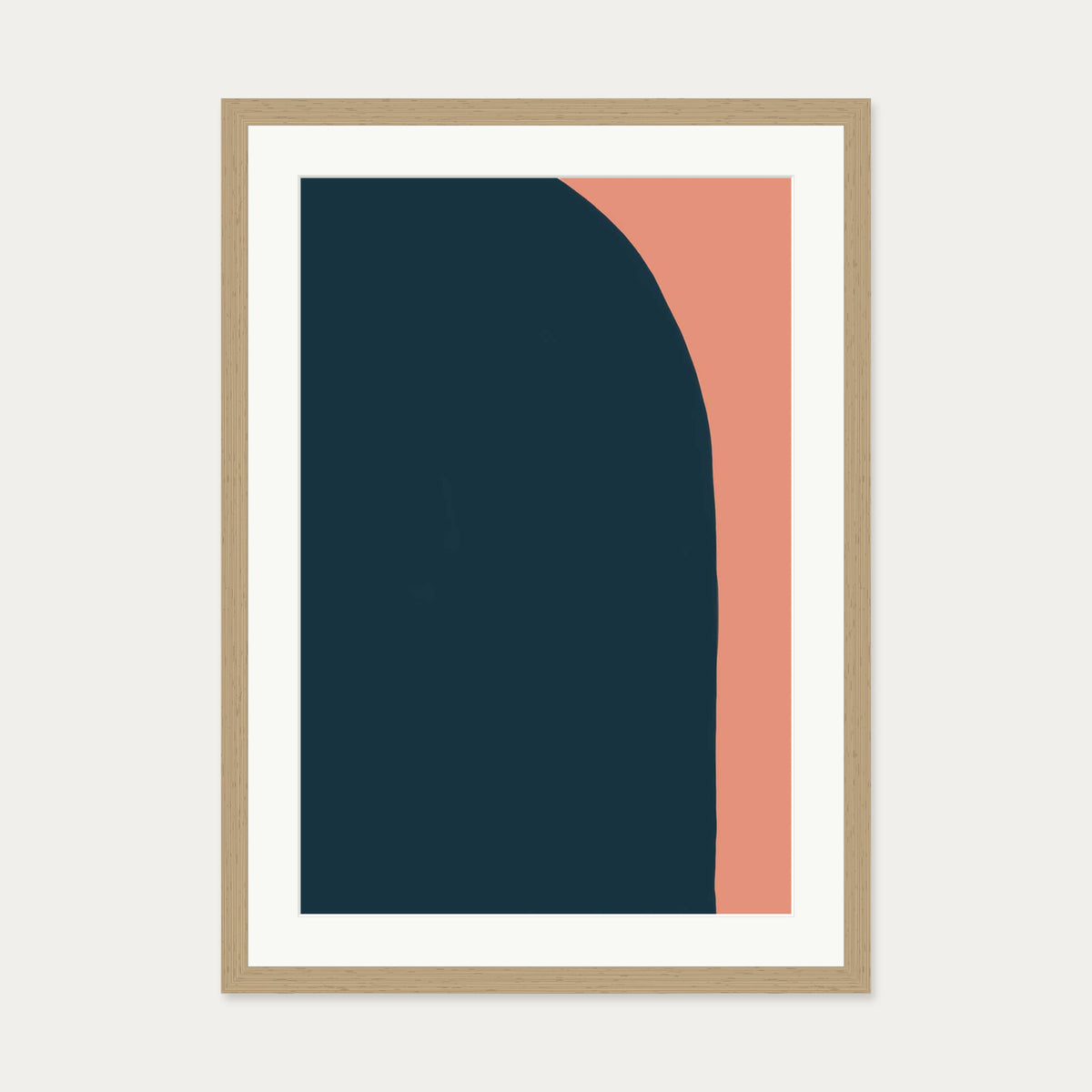 Navy On Terracotta Art Print — 50 x 70 cm — Oak Frame