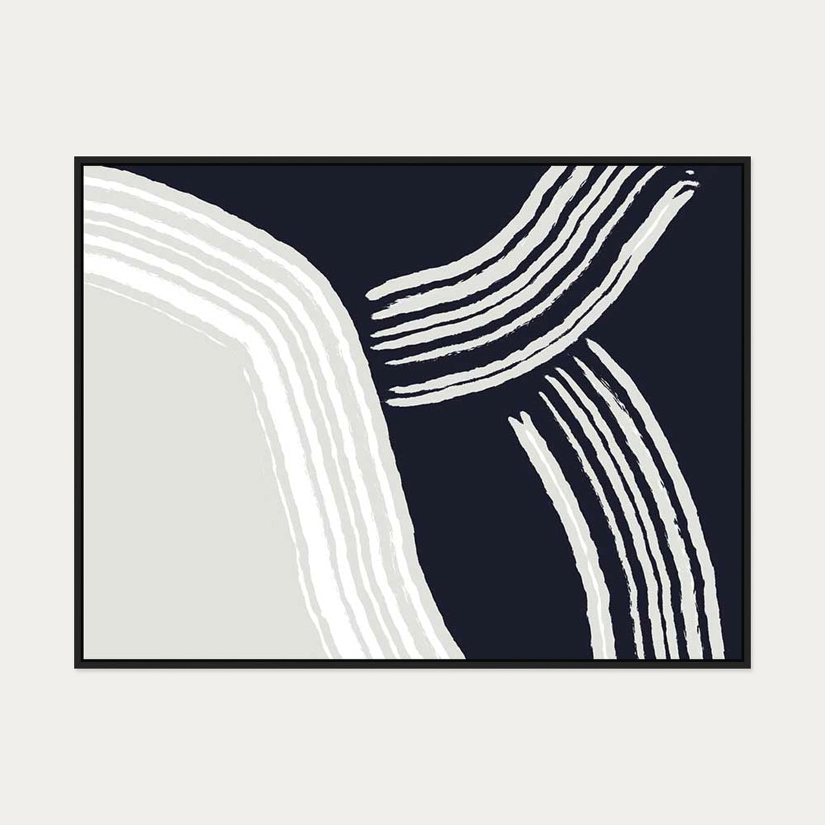 Navy Retro Curve Canvas Art — 90 x 120 cm — Black Frame