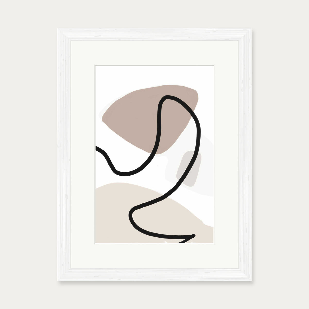 Neutral Abstract Lines Art Print — 30 x 40 cm — White Frame