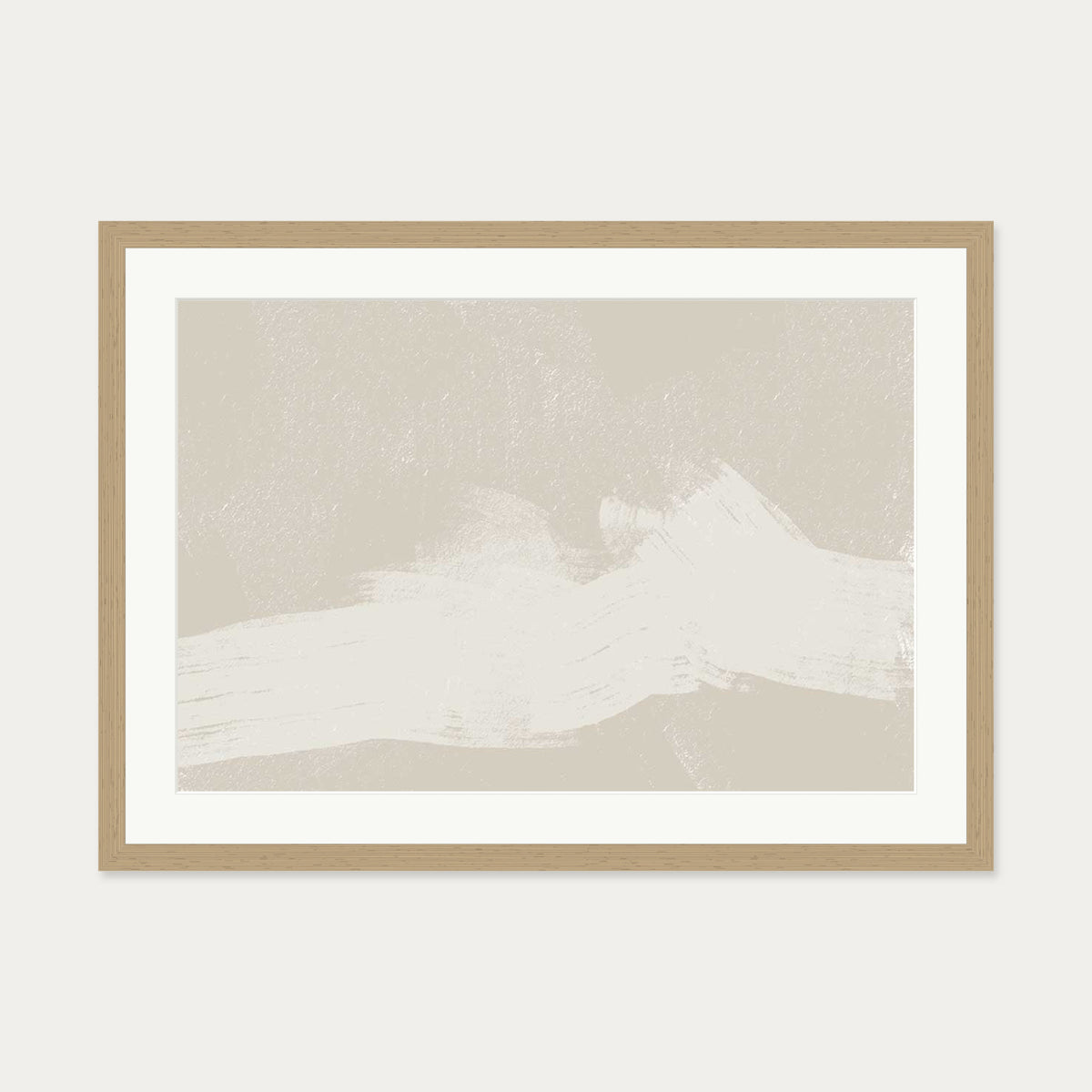 Neutral Abstract Sands Art Print — 50 x 70 cm — Oak Frame