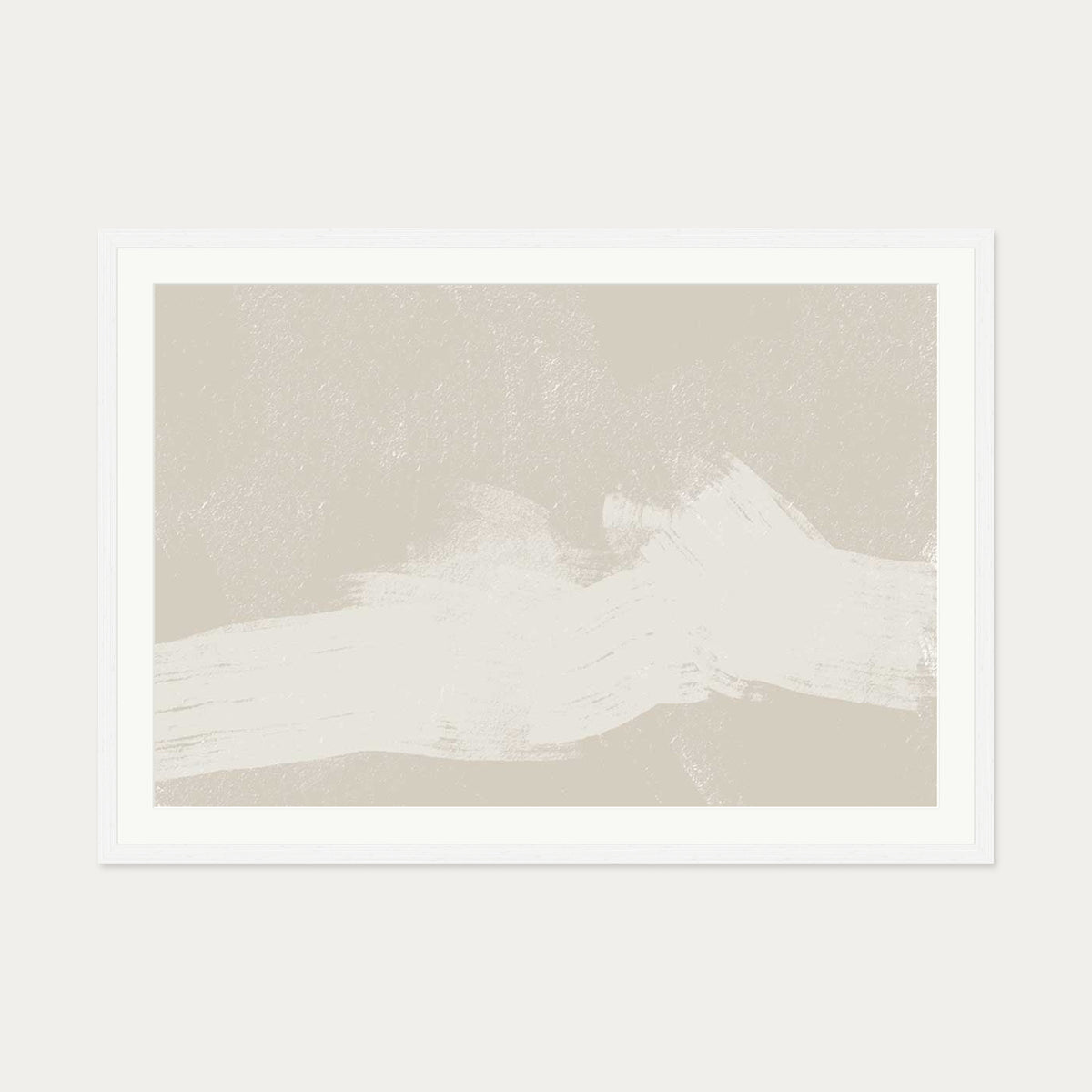 Neutral Abstract Sands Art Print — 70 x 100 cm — White Frame