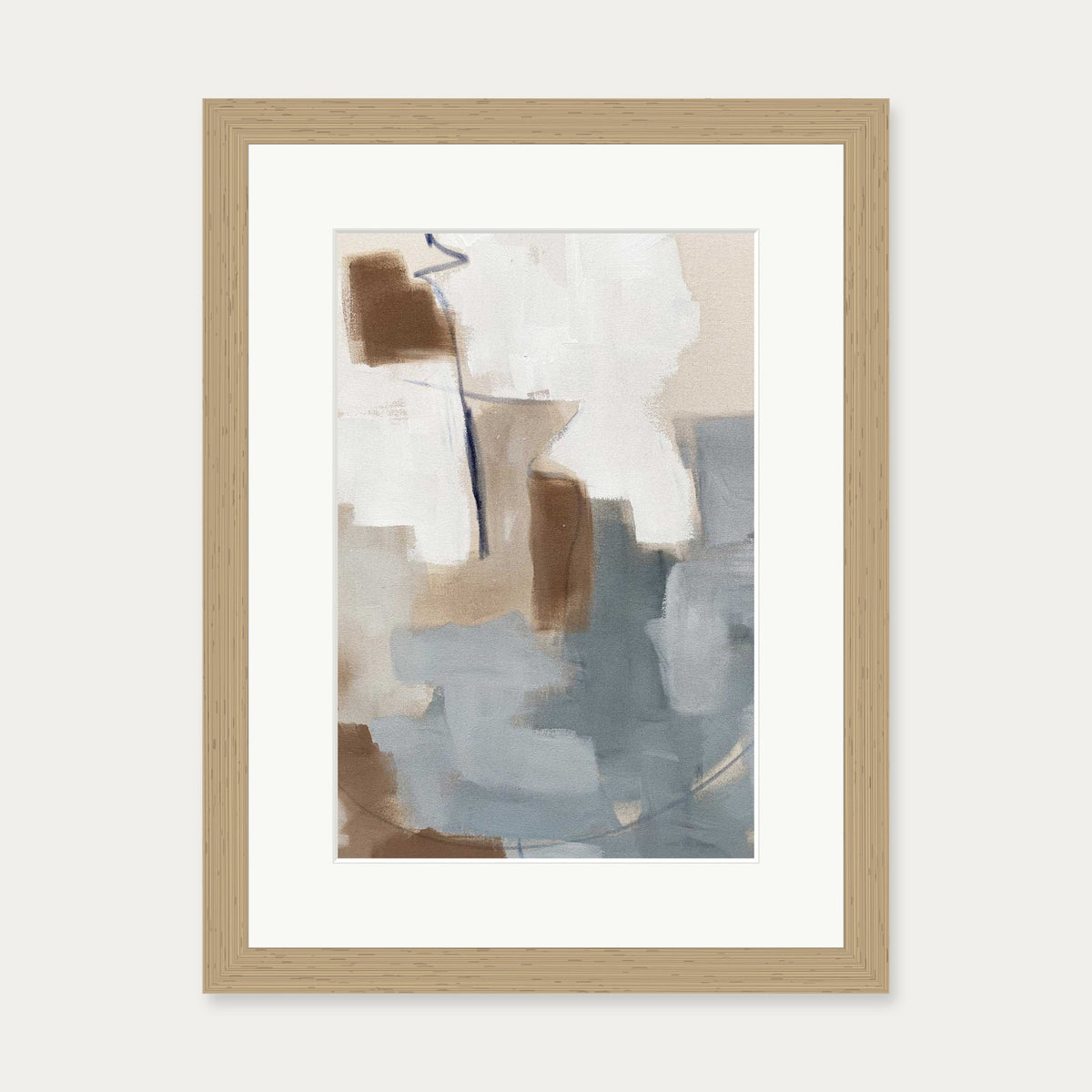 Neutral Abstract Shapes Art Print — 30 x 40 cm — Oak Frame