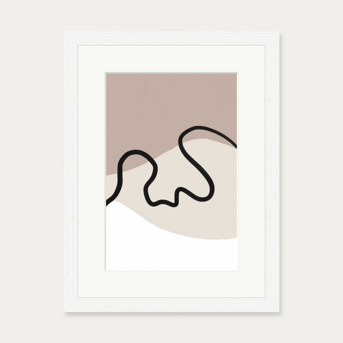 Neutral Brown Lines Art Print — 30 x 40 cm — White Frame