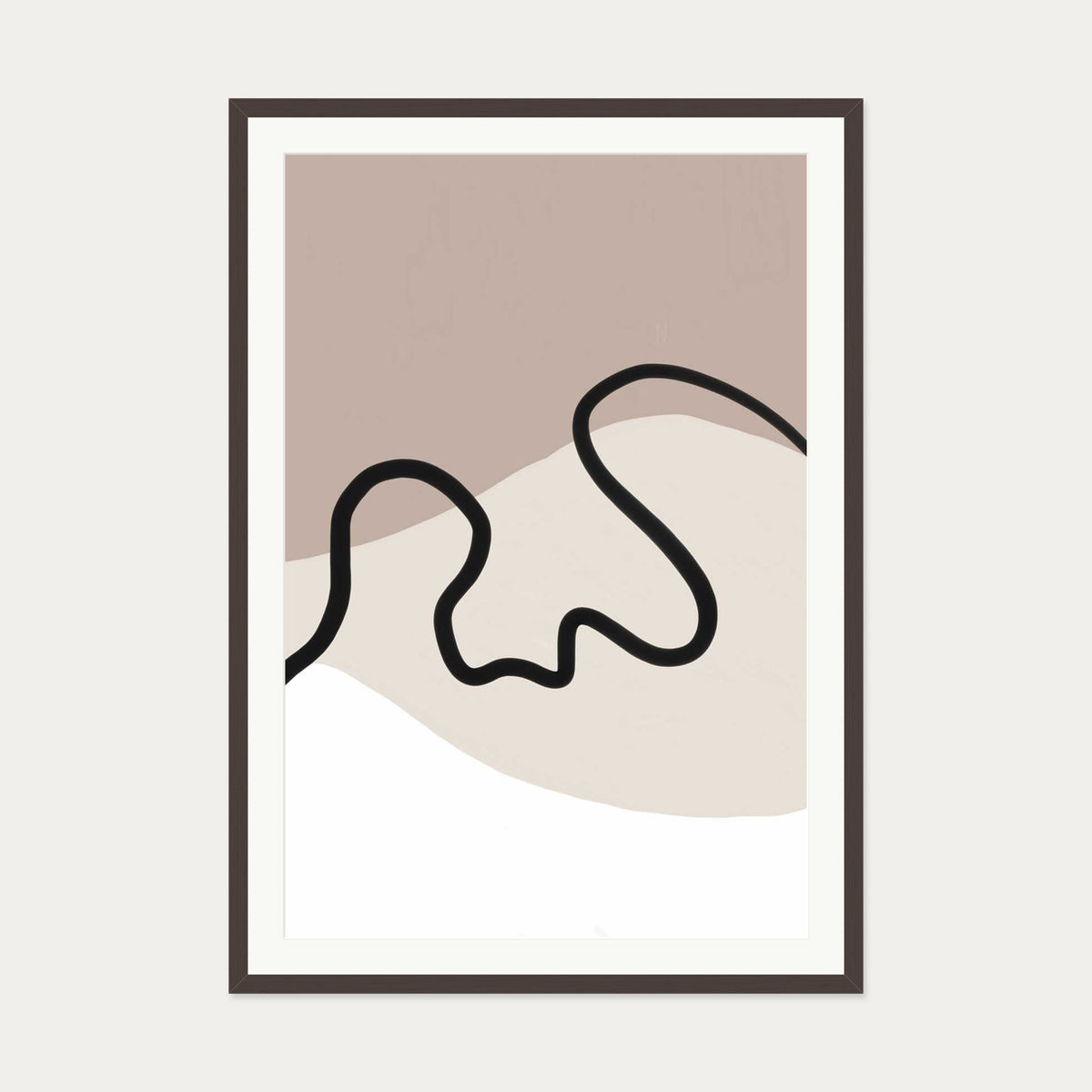 Neutral Brown Lines Art Print — 70 x 100 cm — Brown Frame