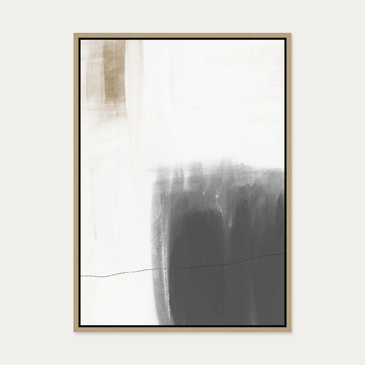 Neutral Brushed Canvas Art — 50 x 70 cm — Oak Frame