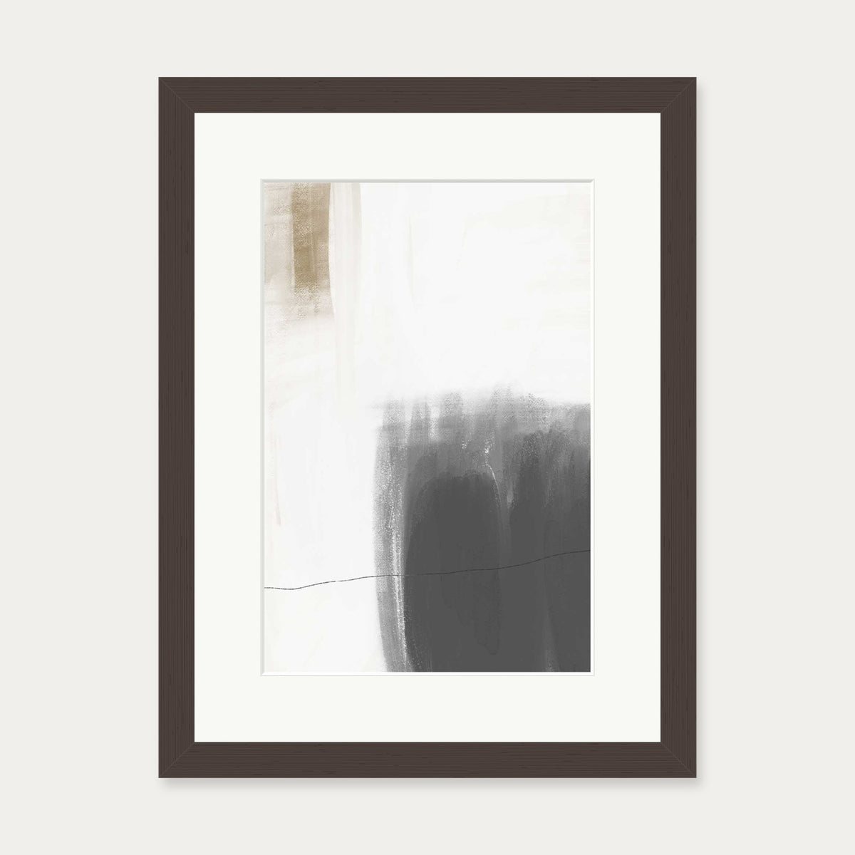 Neutral Brushed Art Print — 30 x 40 cm — Brown Frame