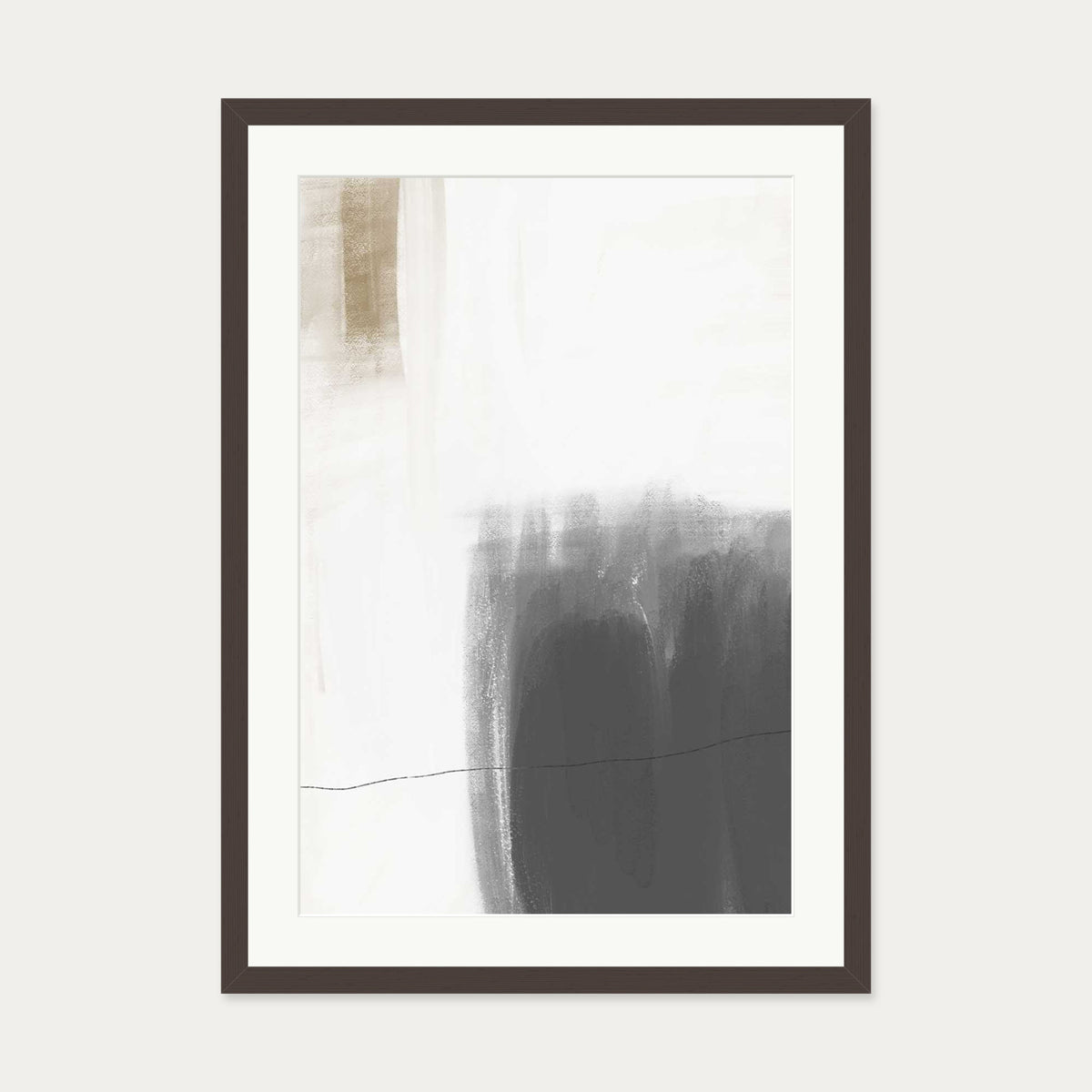 Neutral Brushed Art Print — 50 x 70 cm — Brown Frame