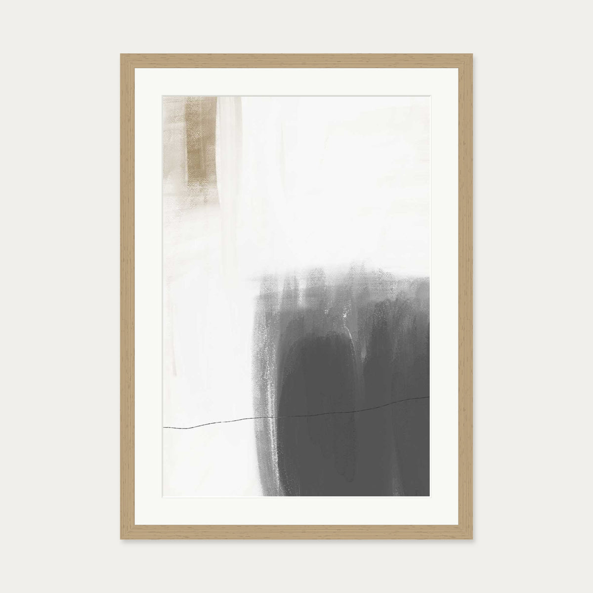 Neutral Brushed Art Print — 50 x 70 cm — Oak Frame