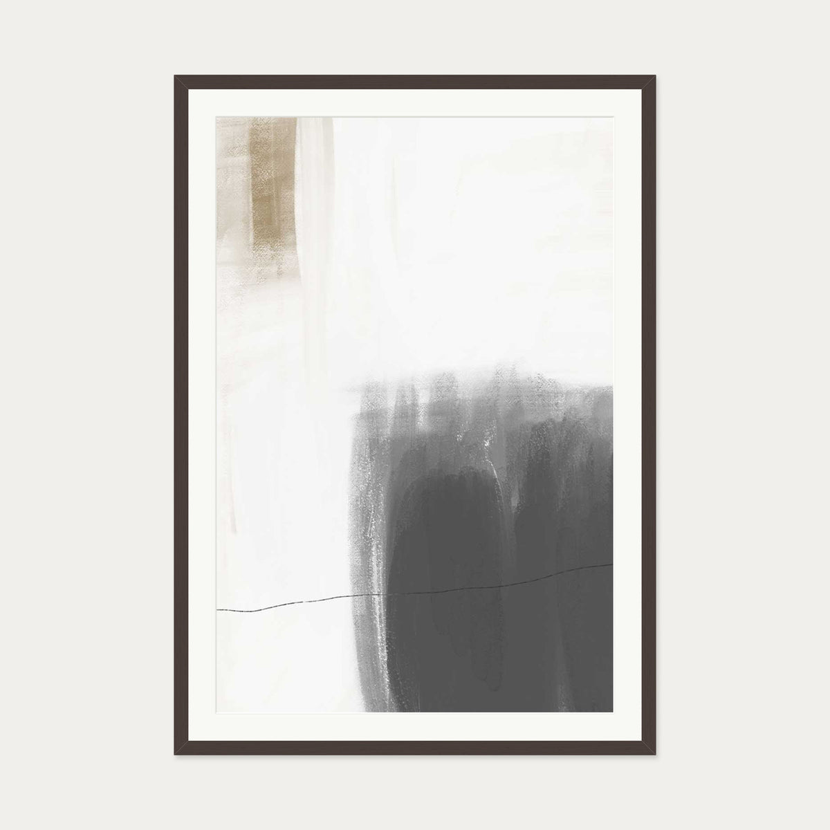Neutral Brushed Art Print — 70 x 100 cm — Brown Frame