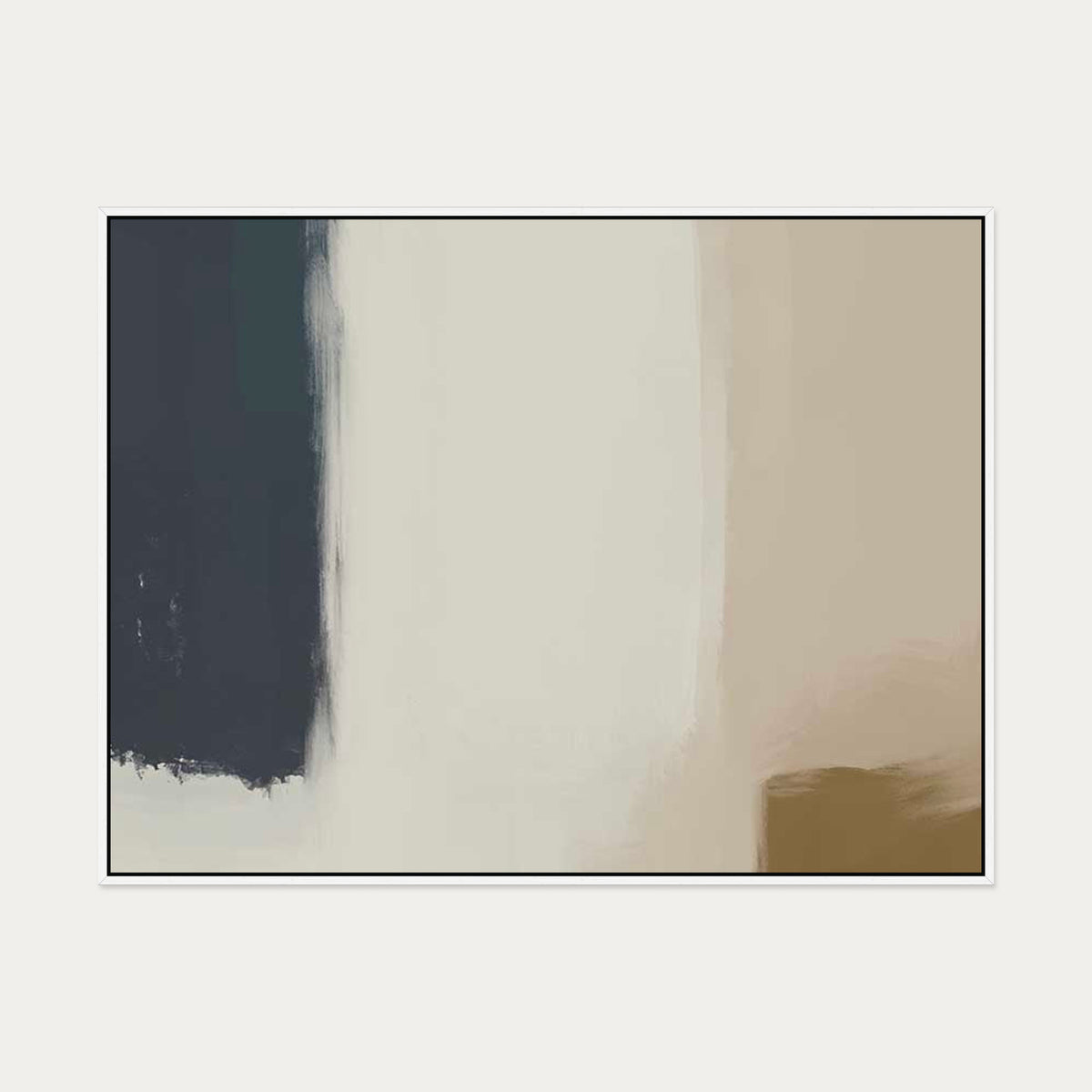 Neutral Brushed Haze Canvas Art — 90 x 120 cm — White Frame