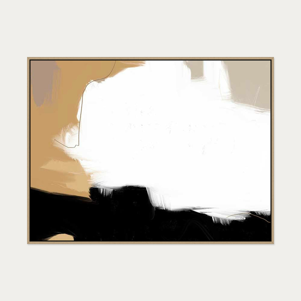 Neutral Cloud Canvas Art — 90 x 120 cm — Oak Frame