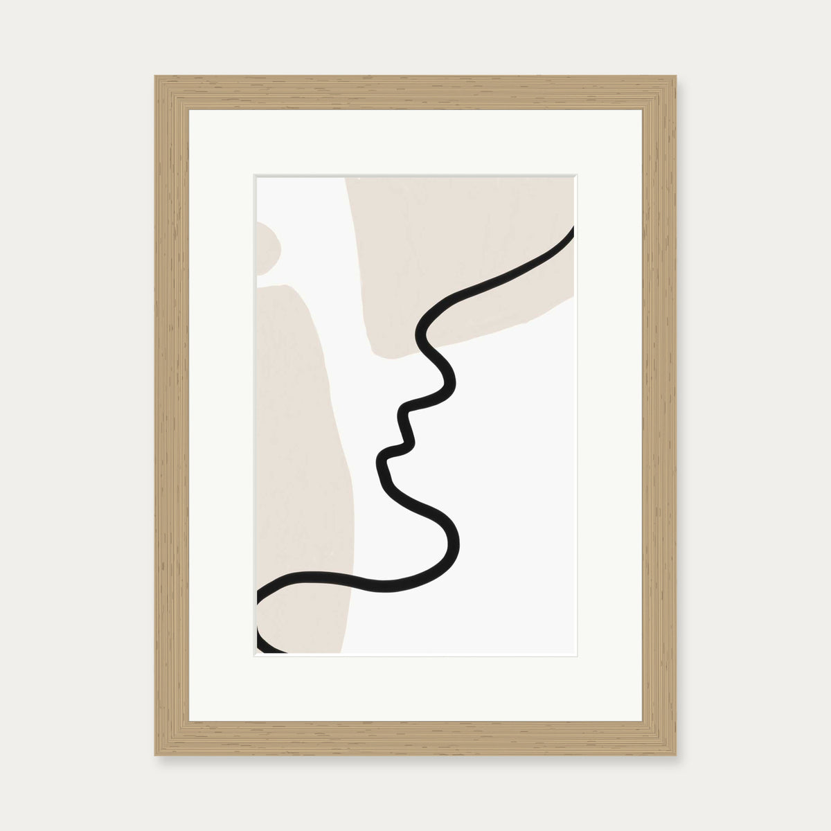 Neutral Figurative Lines Art Print — 30 x 40 cm — Oak Frame