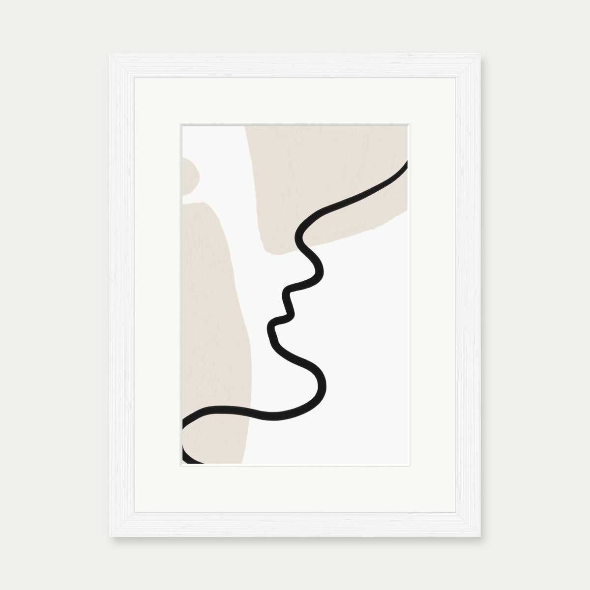 Neutral Figurative Lines Art Print — 30 x 40 cm — White Frame