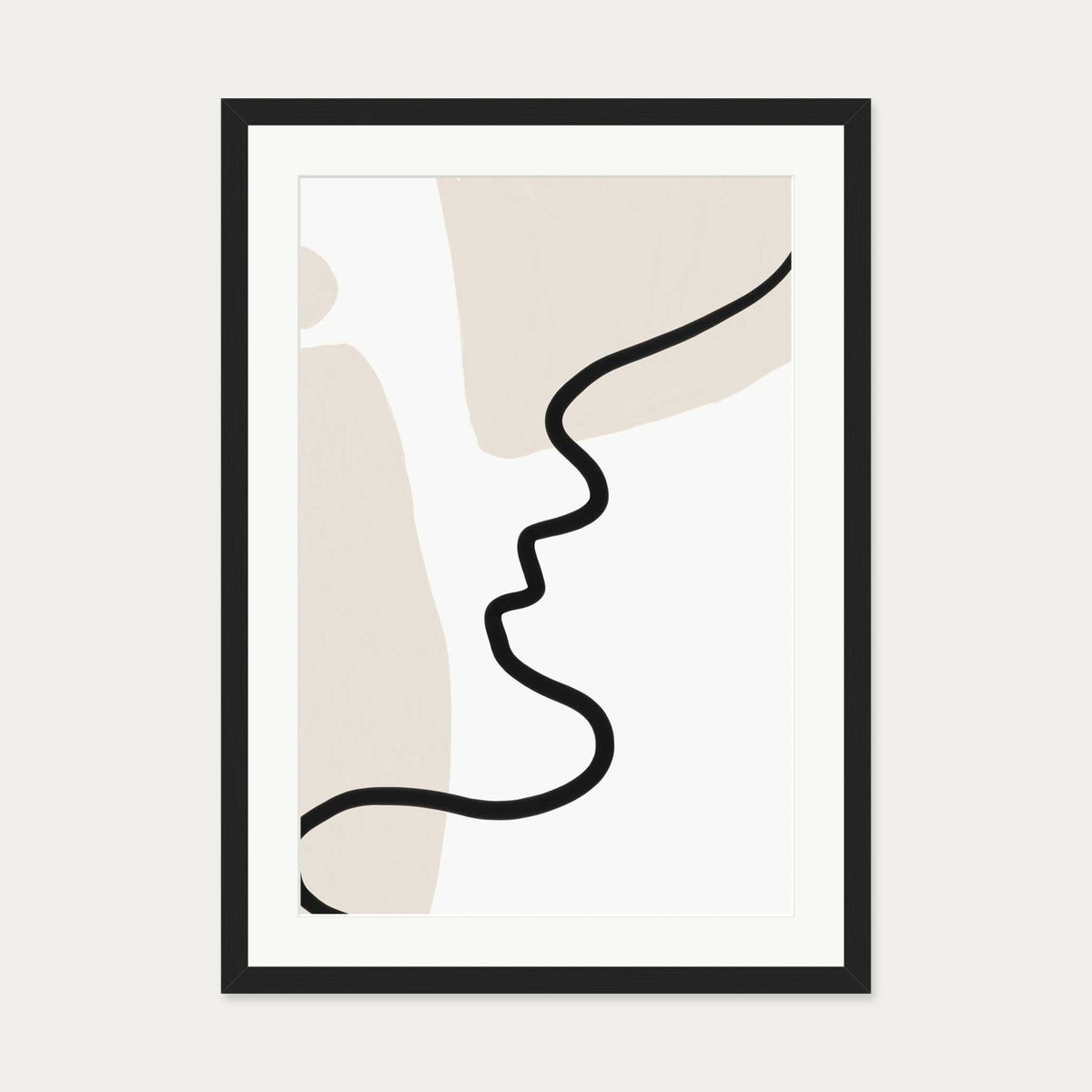 Neutral Figurative Lines Art Print — 50 x 70 cm — Black Frame