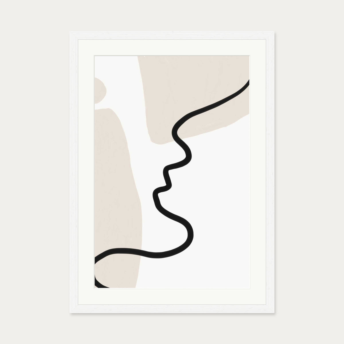 Neutral Figurative Lines Art Print — 50 x 70 cm — White Frame