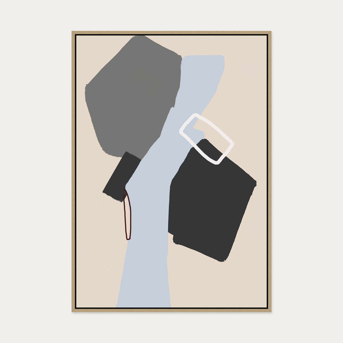 Neutral Geo Shapes Canvas Art — 70 x 100 cm — Oak Frame