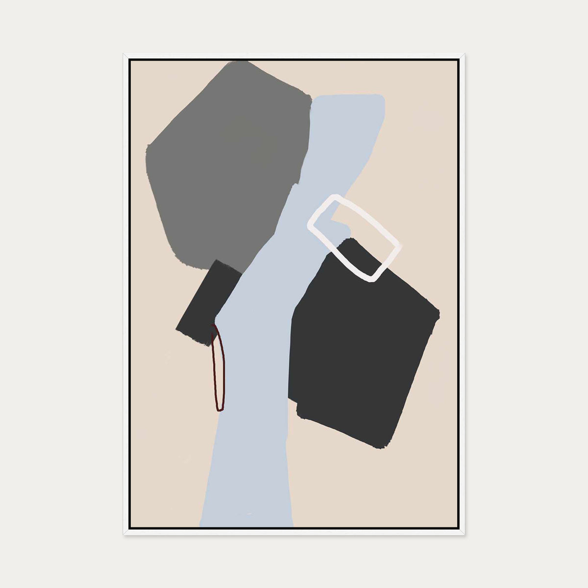 Neutral Geo Shapes Canvas Art — 70 x 100 cm — White Frame