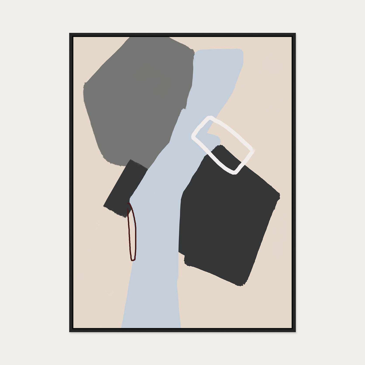 Neutral Geo Shapes Canvas Art — 90 x 120 cm — Black Frame