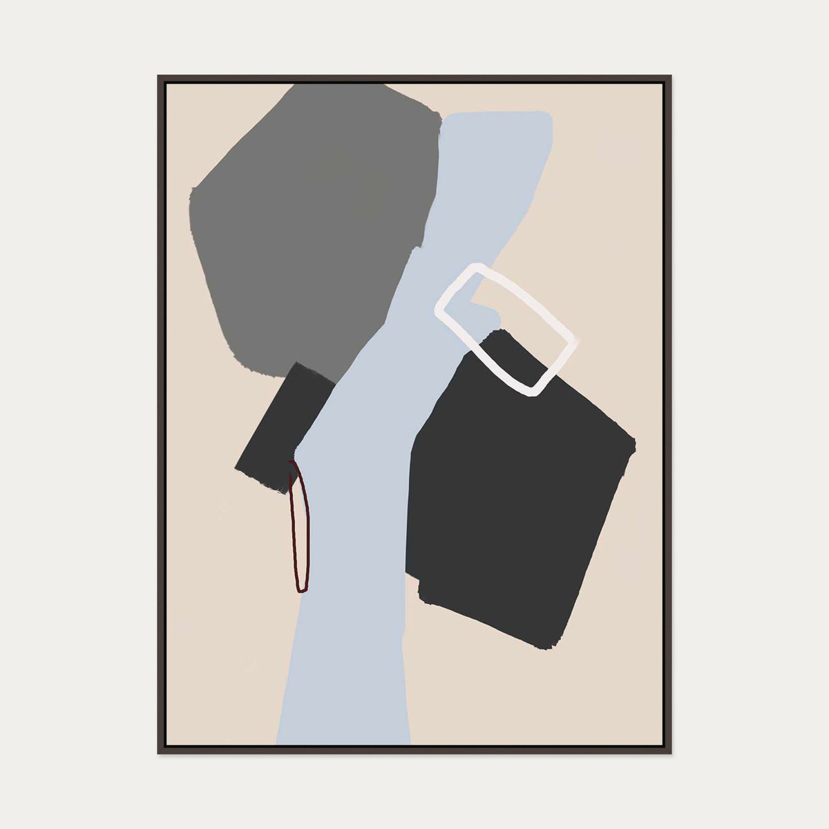 Neutral Geo Shapes Canvas Art — 90 x 120 cm — Brown Frame