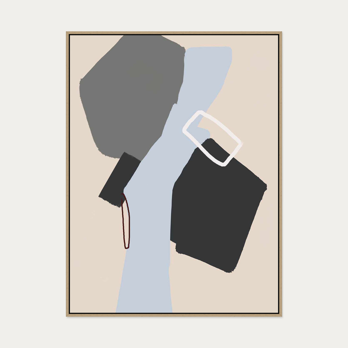 Neutral Geo Shapes Canvas Art — 90 x 120 cm — Oak Frame