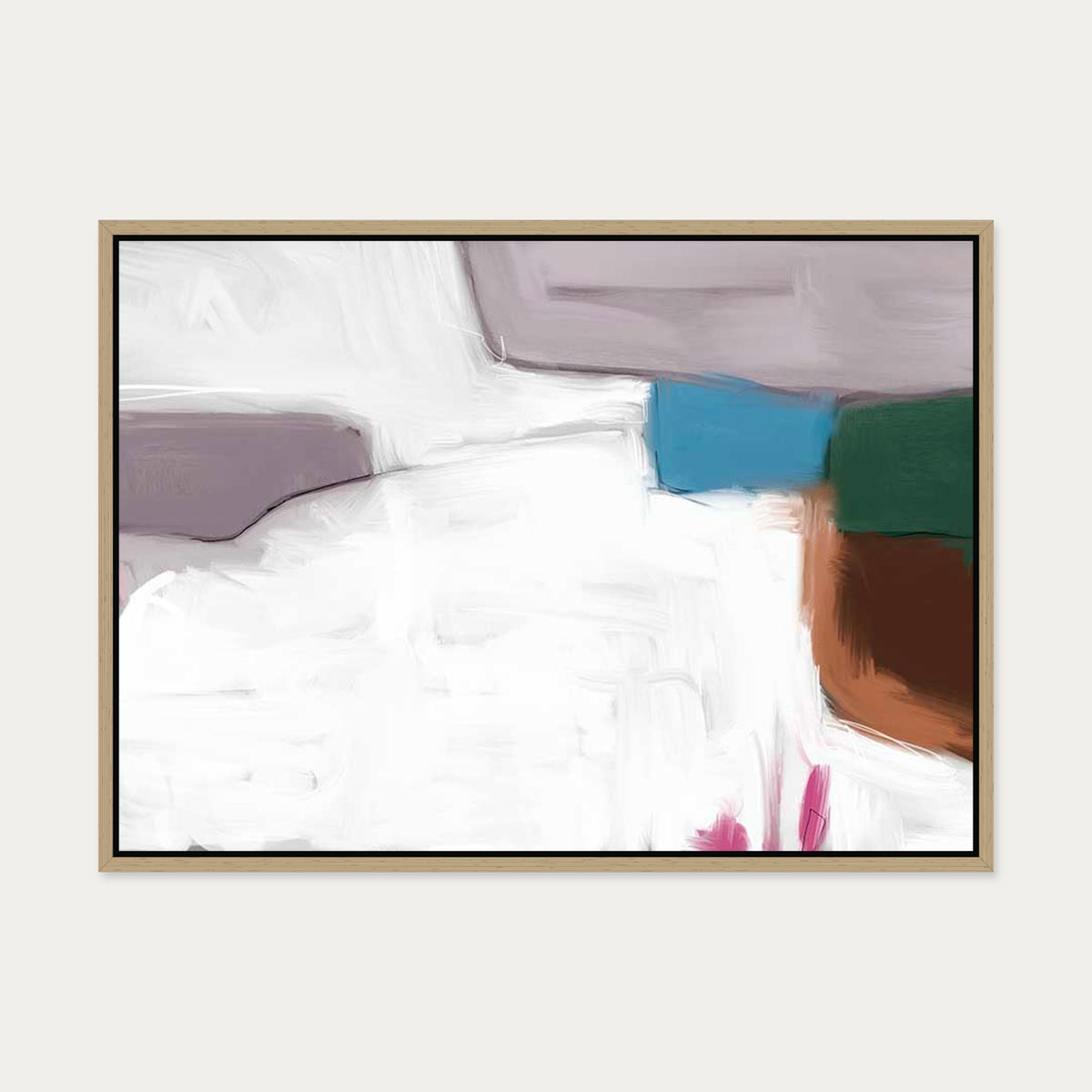 Neutral Greys and Whites Canvas Art — 50 x 70 cm — Oak Frame