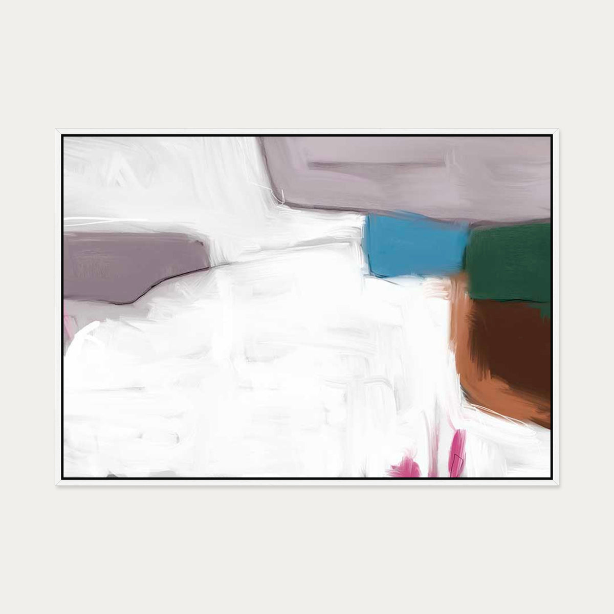 Neutral Greys and Whites Canvas Art — 70 x 100 cm — White Frame