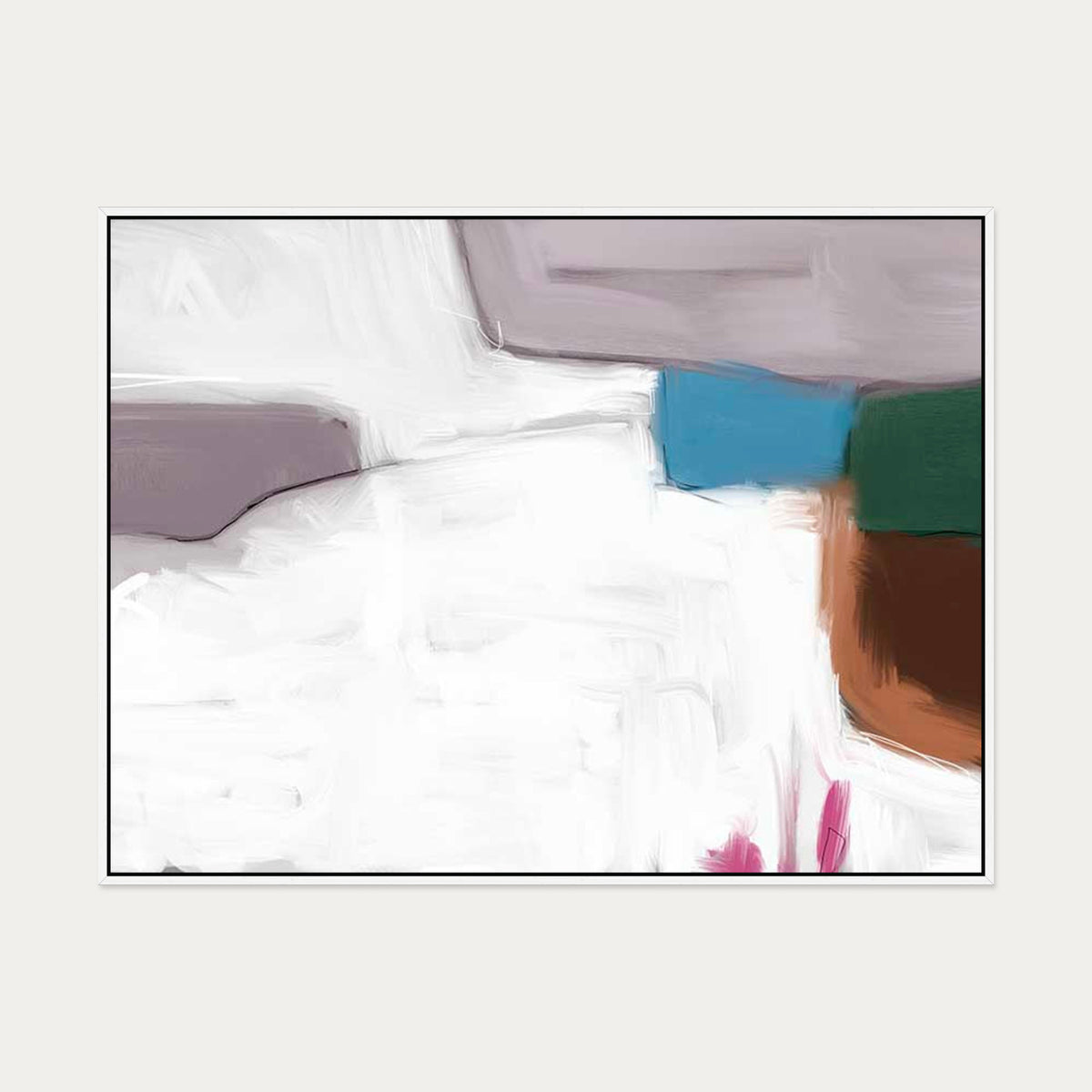 Neutral Greys and Whites Canvas Art — 90 x 120 cm — White Frame