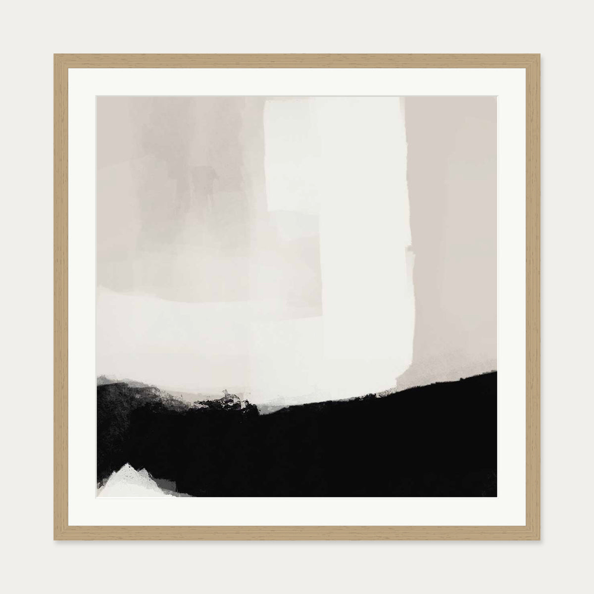 Neutral Haze II Art Print — 70 x 70 cm — Oak Frame