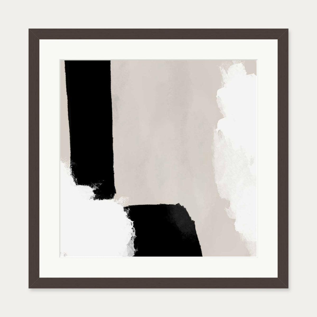 Neutral Haze III Art Print — 50 x 50 cm — Brown Frame