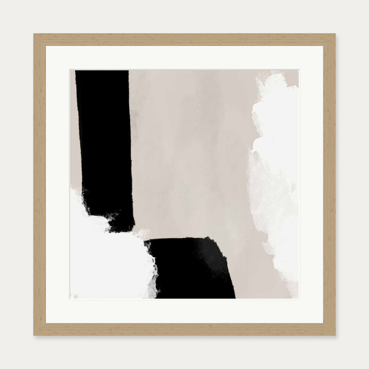 Neutral Haze III Art Print — 50 x 50 cm — Oak Frame