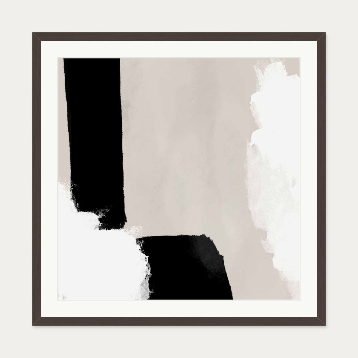 Neutral Haze III Art Print — 70 x 70 cm — Brown Frame