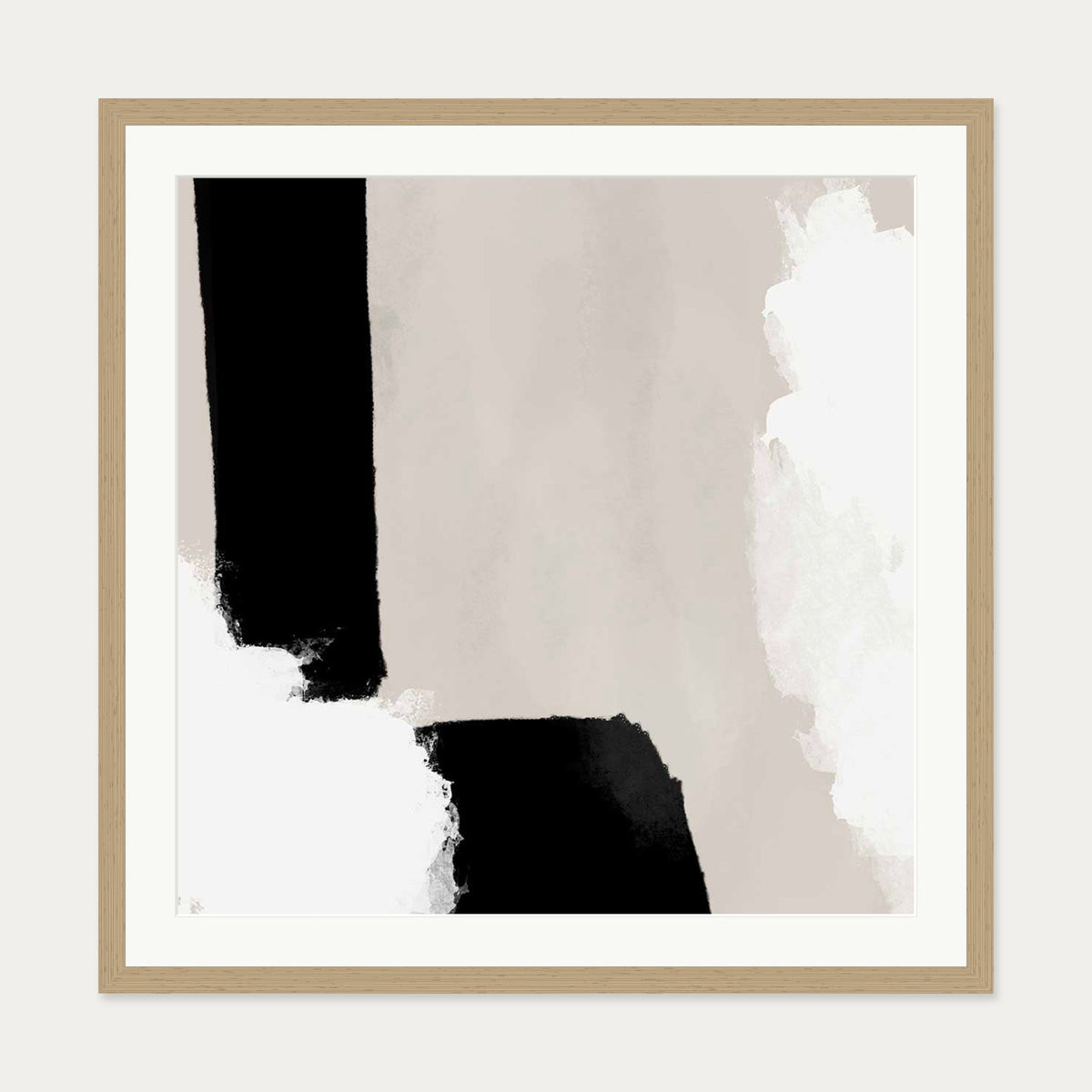 Neutral Haze III Art Print — 70 x 70 cm — Oak Frame