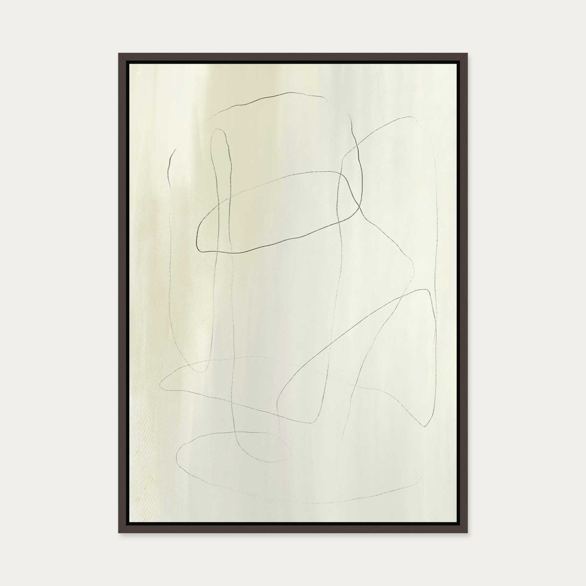 Neutral Lines Canvas Art — 50 x 70 cm — Brown Frame