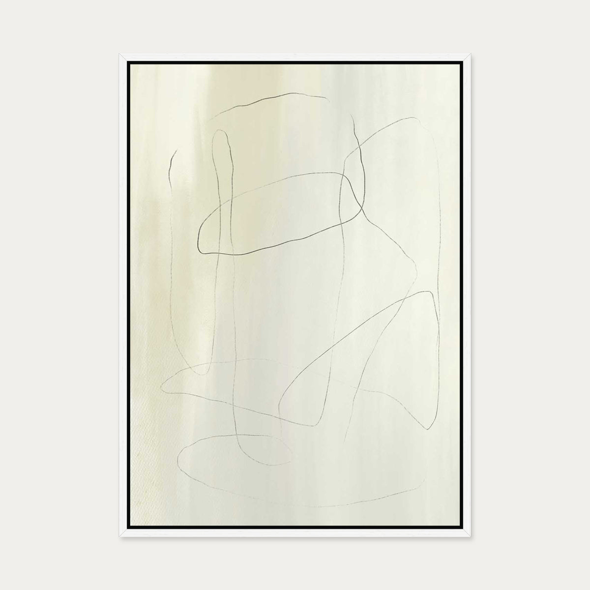 Neutral Lines Canvas Art — 50 x 70 cm — White Frame