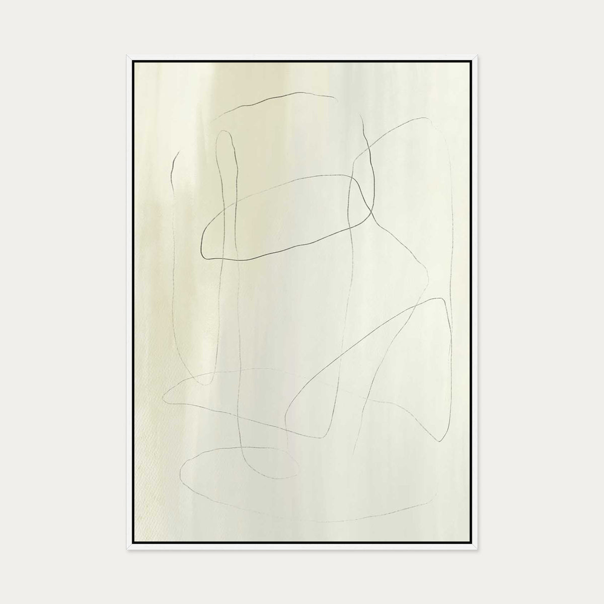 Neutral Lines Canvas Art — 70 x 100 cm — White Frame