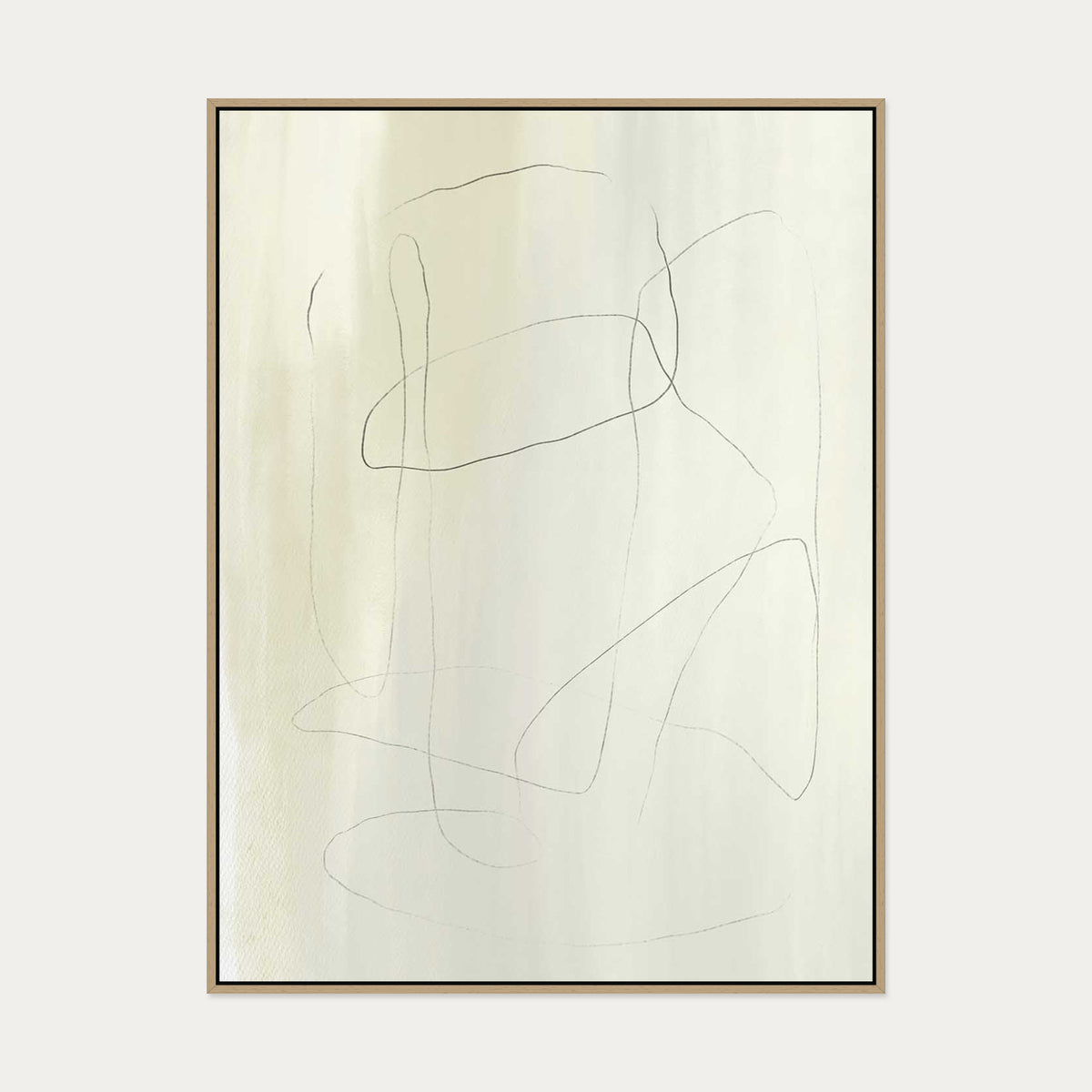 Neutral Lines Canvas Art — 90 x 120 cm — Oak Frame