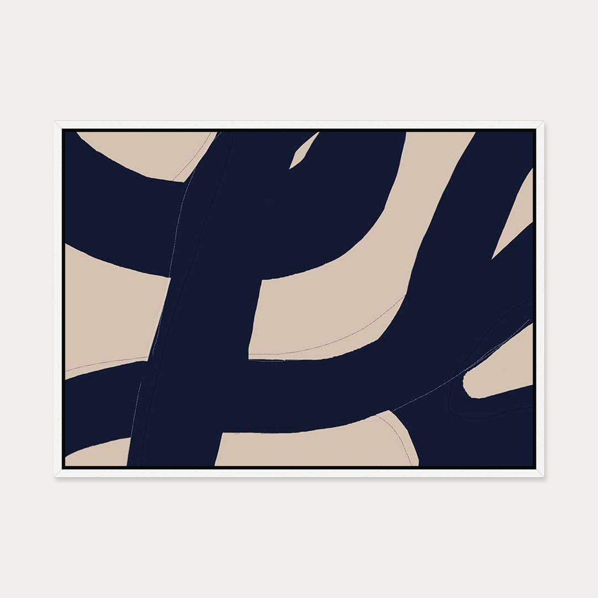 Neutral Loose Lines Canvas Art — 50 x 70 cm — White Frame