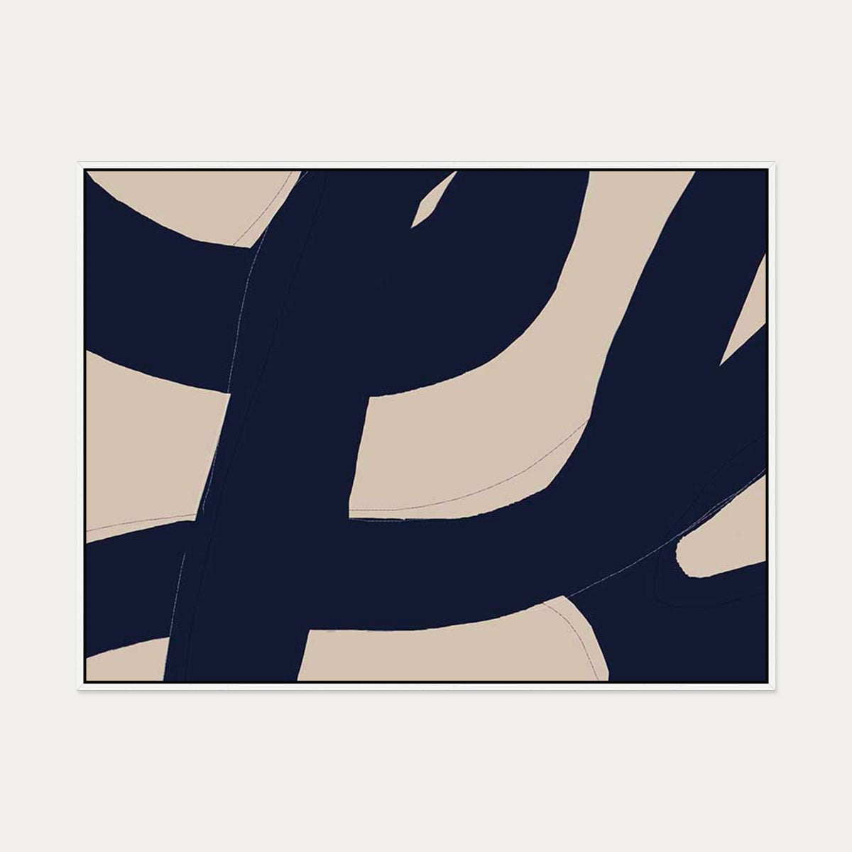 Neutral Loose Lines Canvas Art — 90 x 120 cm — White Frame