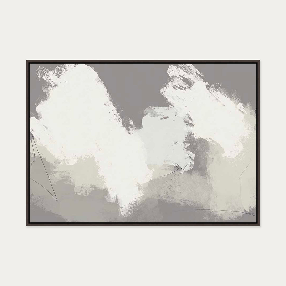 Neutral Notes No4 Canvas Art — 70 x 100 cm — Brown Frame